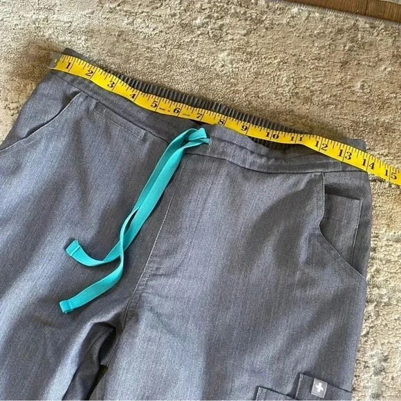 Figs Yola Scrub Pants Slim Leg Gray Turquoise: XS - Picture 6 of 11